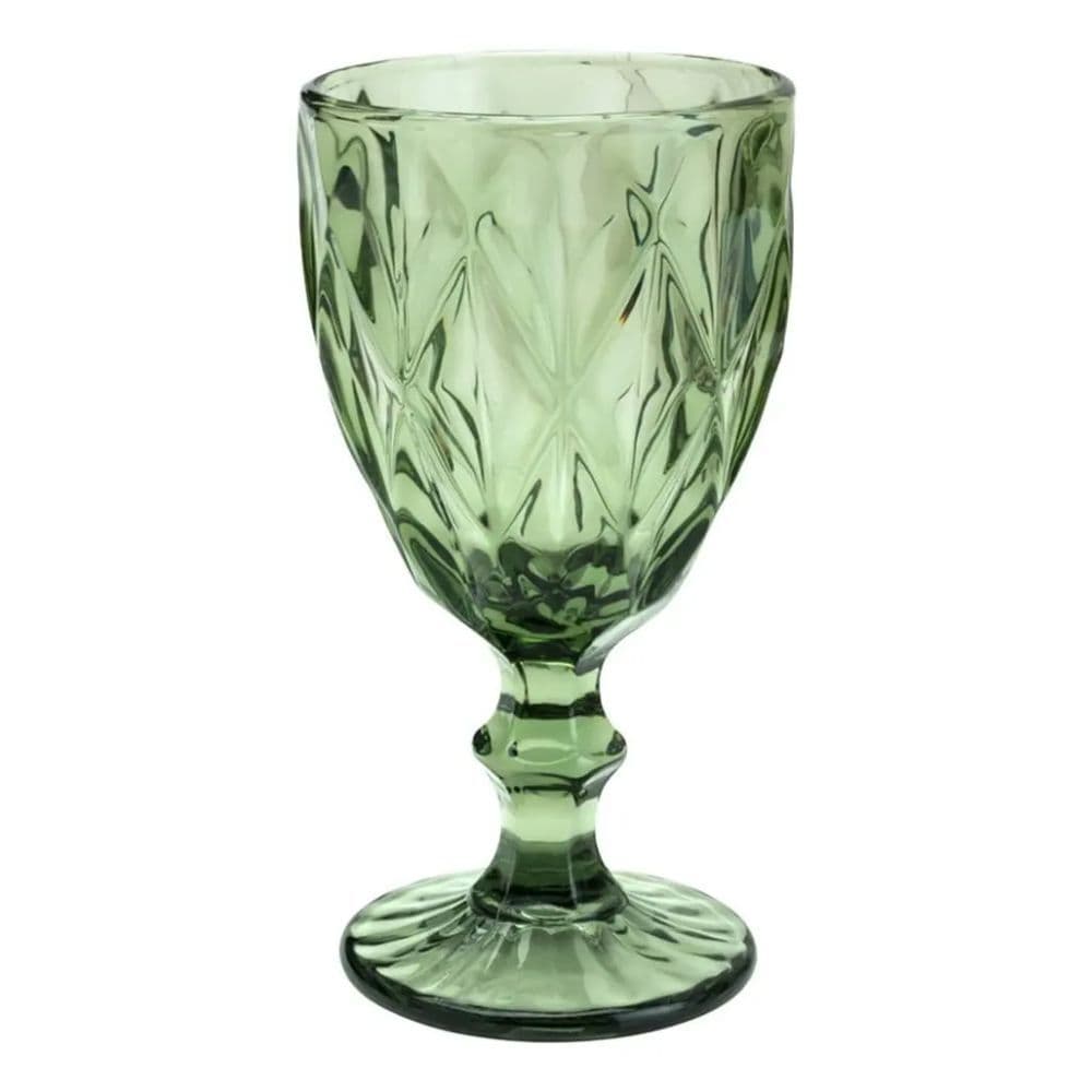 Taça Àgua 300ml De Vidro Diamond Verde Lyor