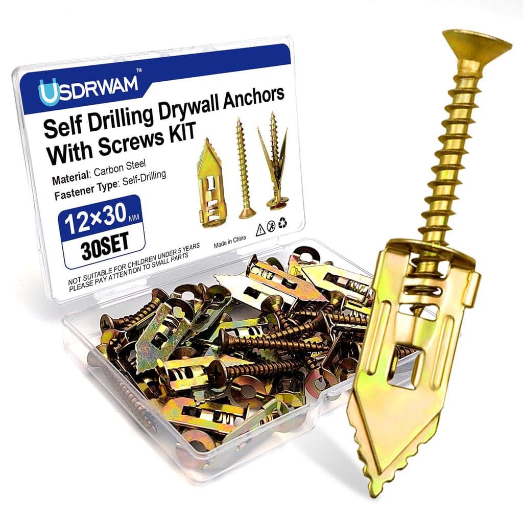 60 Peças de Buchas Autoperfurantes para Drywall com Kit de Parafusos, Buchas Metálicas de 0,47×1,18 Polegadas para Pendu
