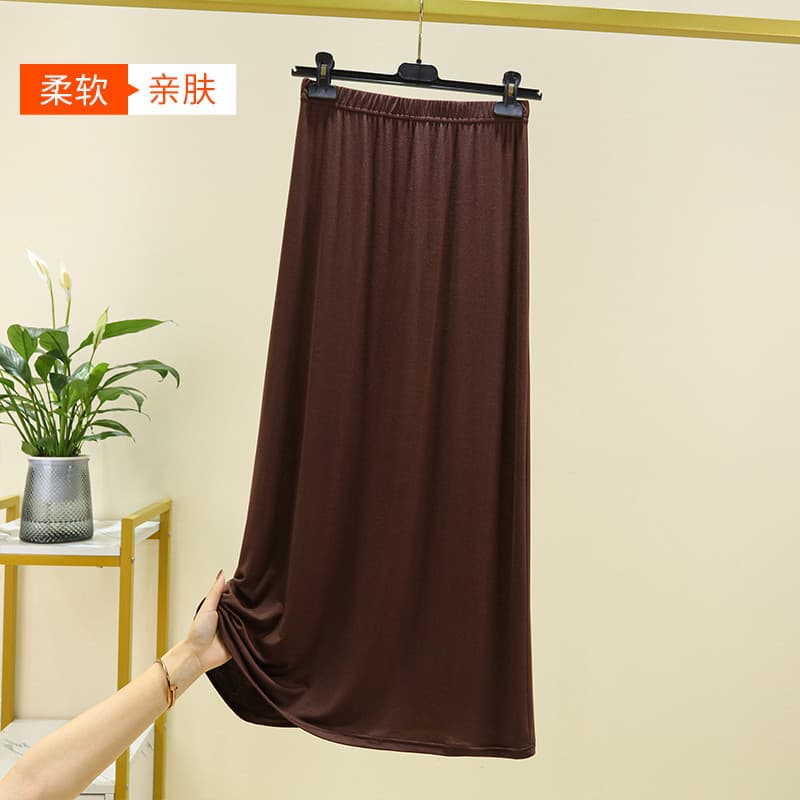 Modal fino A linha saia feminina verão Drape saia cor sólida saia de fundo exterior Wear All-Match preto grande saia de