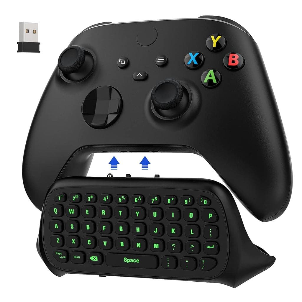Teclado MoKo Green Backlight Para Controle De Xbox One , Series X/S , Chatpad Jogos Sem Fio Com Receptor USB E Entrada D