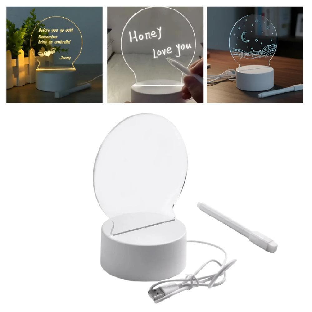 LUMINARIA 3D DE ESCREVER LOUSA LED COM CANETA MAGICA ABAJUR ACRILICO ILUMINADA MESA ANOTACAO QUADRO ANOTACAO MENSAGEM DE