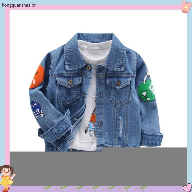 Casaco De Outono Primavera Infantil Crianças Meninos Desenhos Animados Jean Outwear Bebê Denim Top Blusão