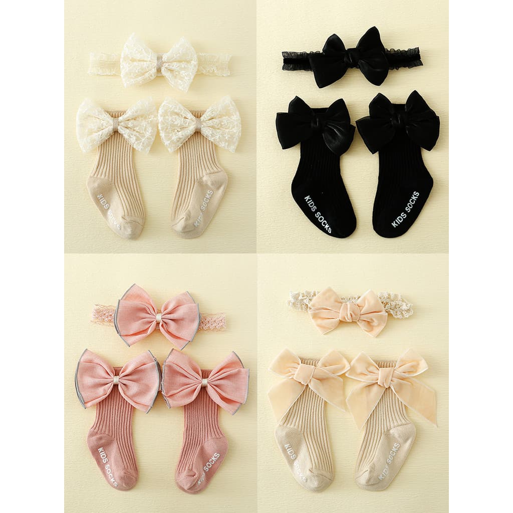 Bebê bebê bandana primavera verão versão coreana bebê menina doce bandana meias combinação recém-nascido mês cheio prese
