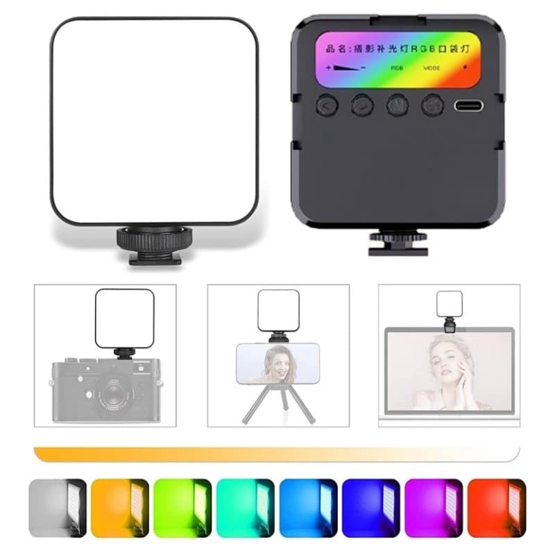 Mini Luz LED RGB Portátil Fotográfica para Foto e Vídeo, Luz de Preenchimento para Celular e Câmera