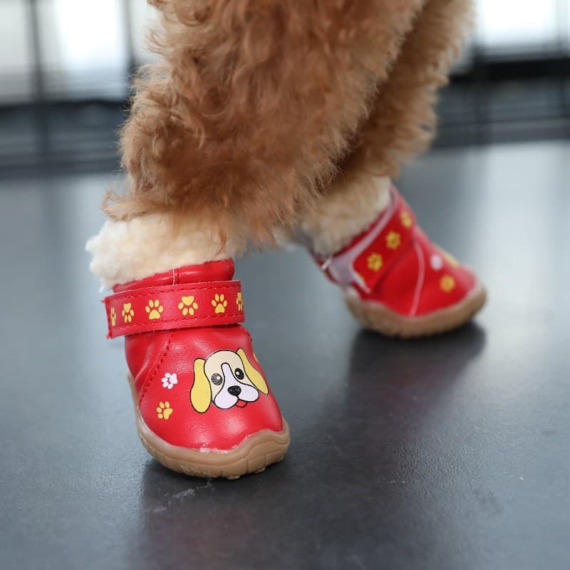 Sapatos para cachorro e cachorro, conjunto Universal de 4 cães pequenos de pelúcia Bichon, não podem cair, sapatos de al