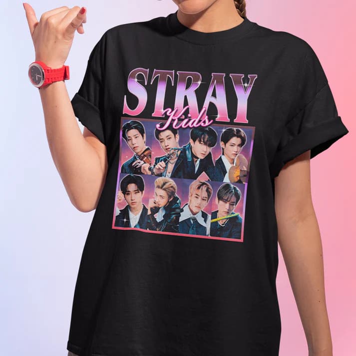 Camiseta Unissex Premium Stray Kids Graphic Camisa 100% Algodão