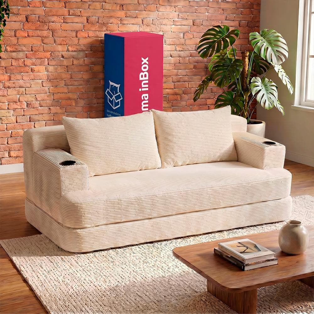 Sofá Cama Nami. 1,50m Xpand Tech Tecido Velourê Cama inBox
