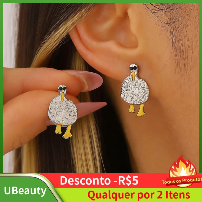 Brincos de Pássaro de Desenho Animado, Moda Ins, Pequenos Brincos Vintage com Efeito de Gota de Óleo, acessórios para mu