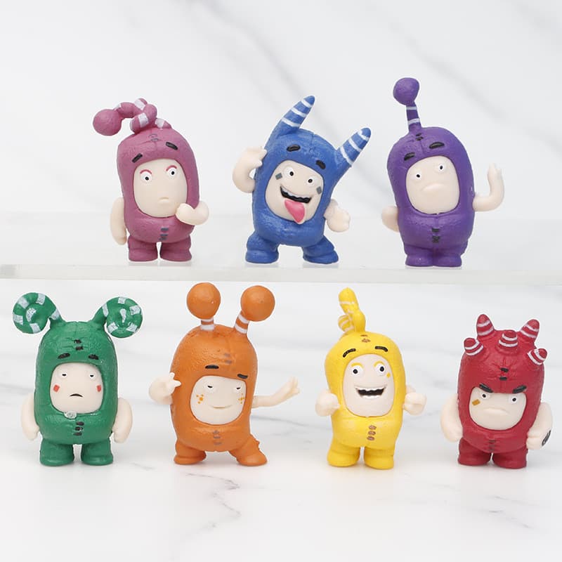 7pcs/kit Oddbods Bonecas Anime Miniatura Pogo Newt Buuble Zee Jeff Fusível Figuras Slick Kids Toys