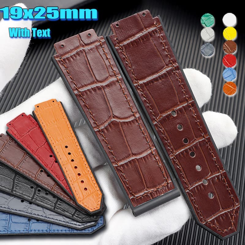 Vem com uma pulseira de silicone e couro de 19x25mm, adequada para relógios à prova d'água da Hublot para homens e mulhe