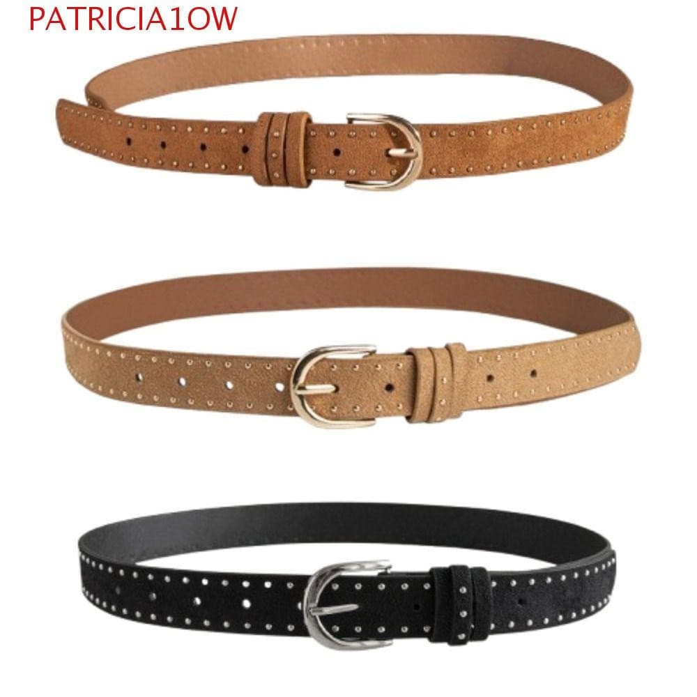 PATRICIA1OW Cinturas De Rebite De Metal , Cintos Femininos Punk De Couro PU De Cintura Com Fivela Lateral Larga