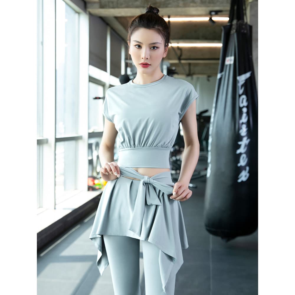 Roupas de Yoga terno feminino roupas de verão estilo fino High-End influenciador temperamento fada ginásio de secagem rá