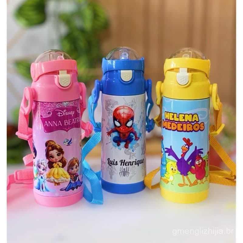 Garrafinha térmica infantil personalizada, garrafa nome..