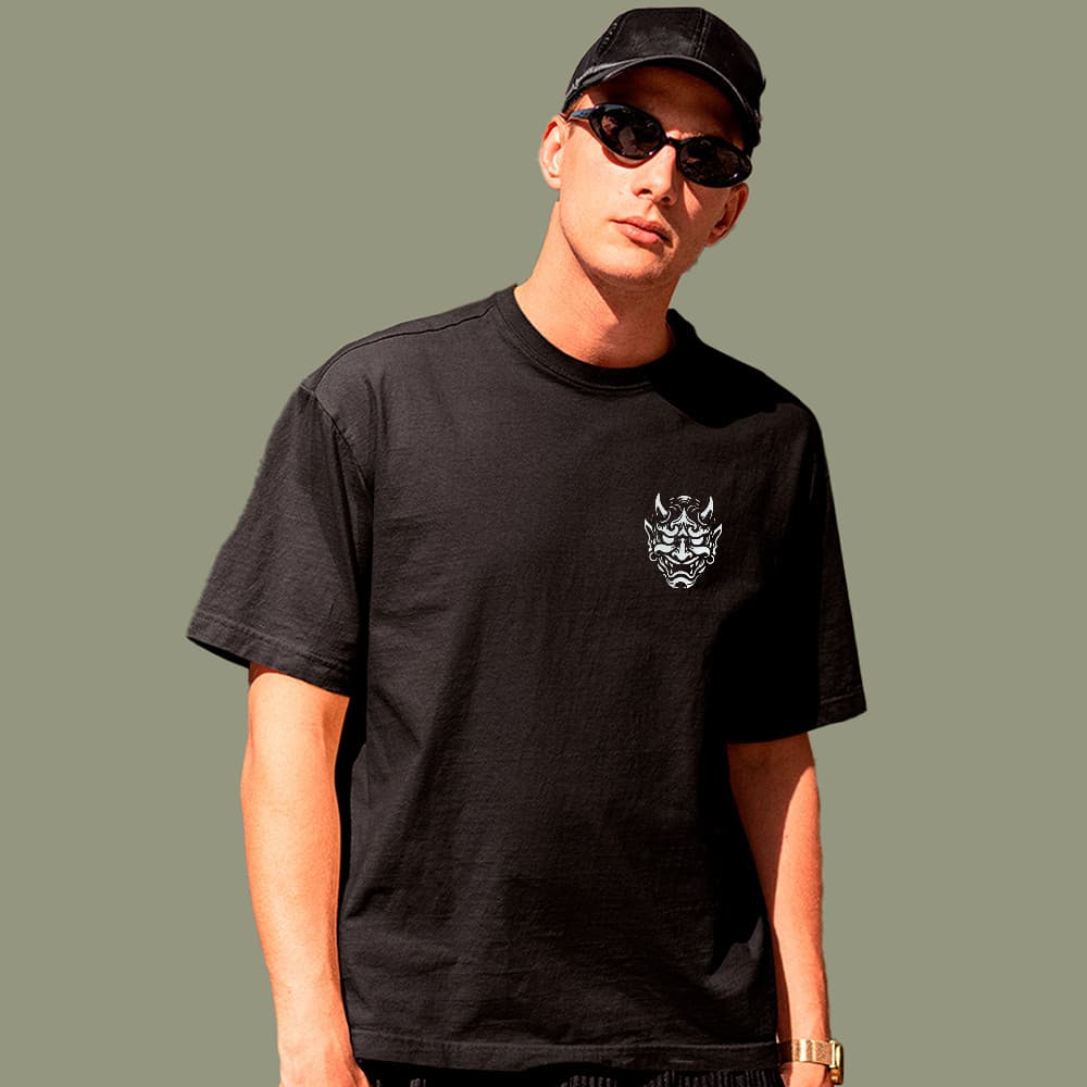 Camiseta Básica Estampa Oriental Japão Oni Hannya Koi Carpa 100% Algodão