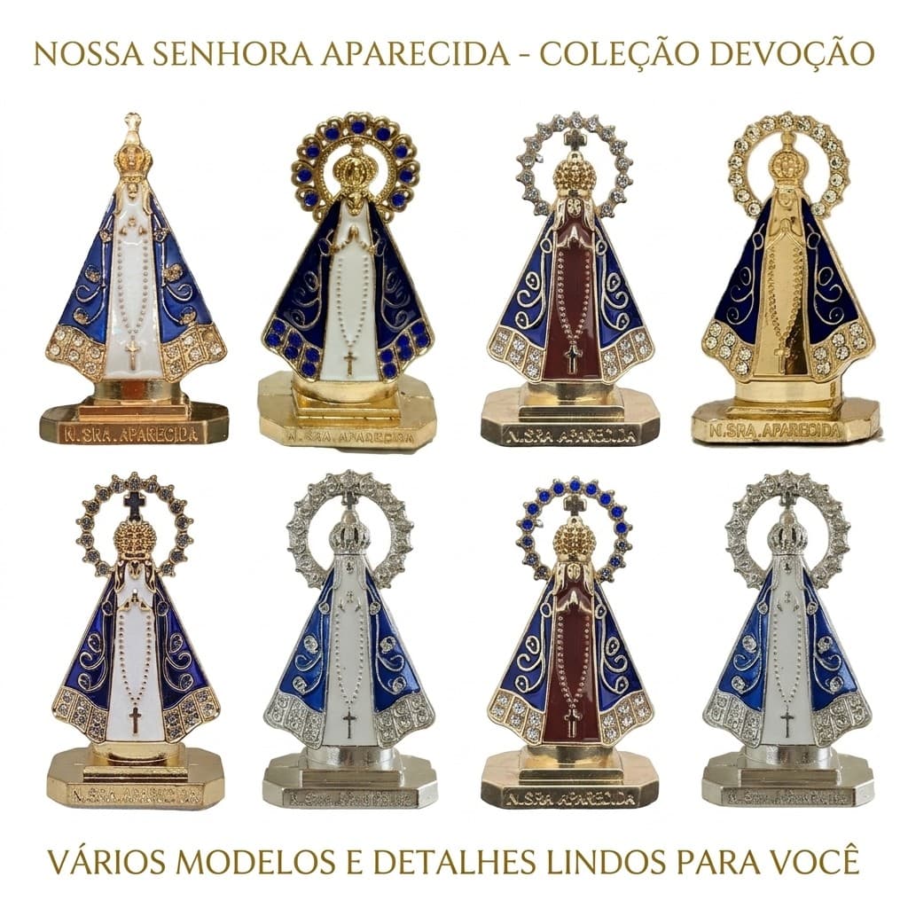Estatueta Nossa Senhora Aparecida Metal 5,5cm Presente Religioso Para Carro e Casa