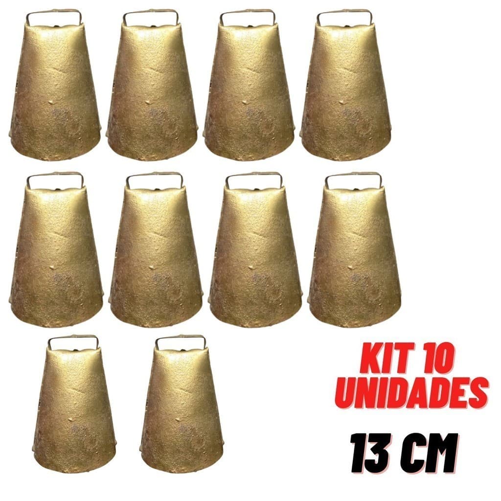 kit 10 Sino Cincerro Boi Vaca Chocalho bezerro  13 Cm
