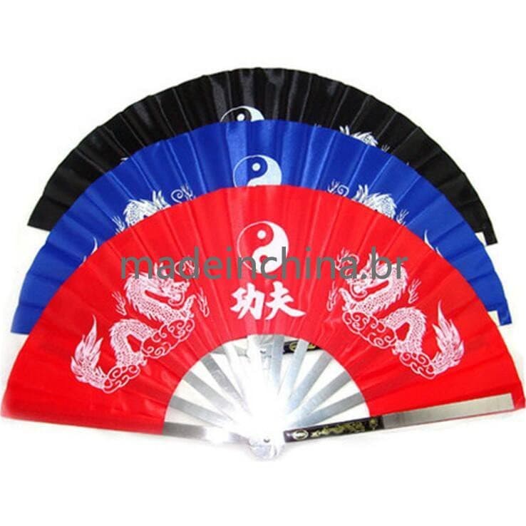 Leque Chinês De Metal Aço Inoxidável Taiji Fan Wushu Performance Ventilador(Dragon)