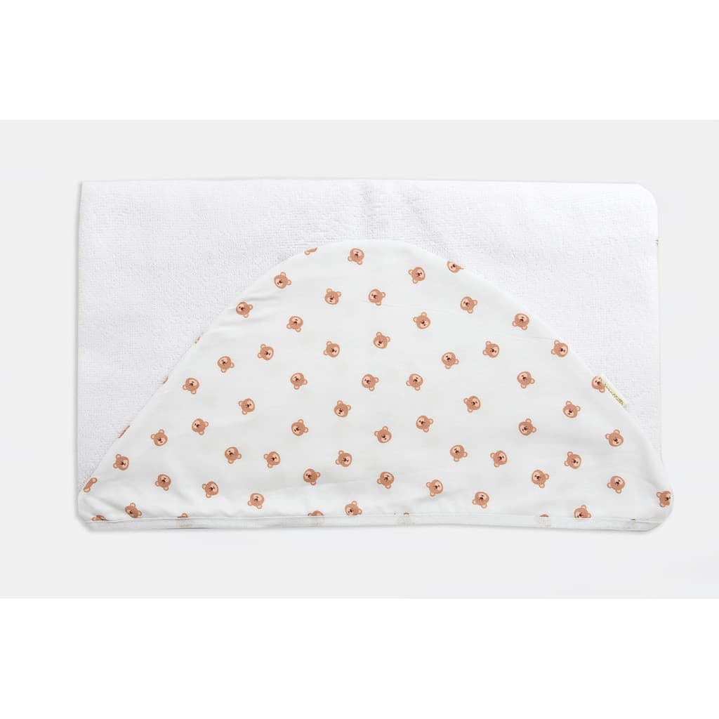 Toalha de Banho com Capuz Forrada Baby Ted Estampada Branco 70x80