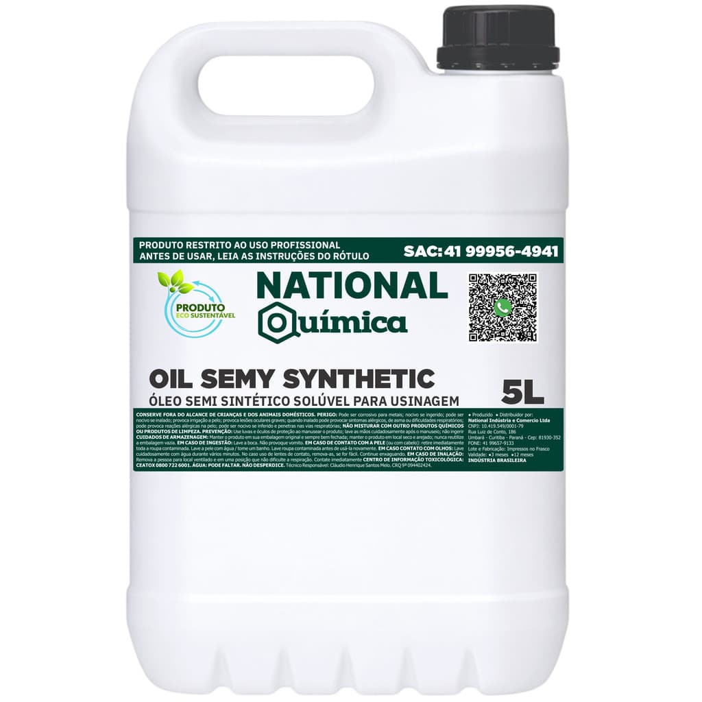 Óleo Semissintético Solúvel para Usinagem 5 L Oil Semi Synthetic National Química