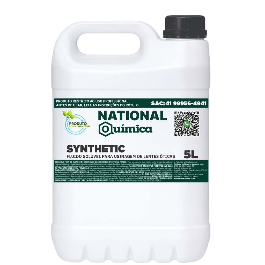 Fluido Solúvel para Usinagem de Lentes Óticas 5 L Synthetic National Química