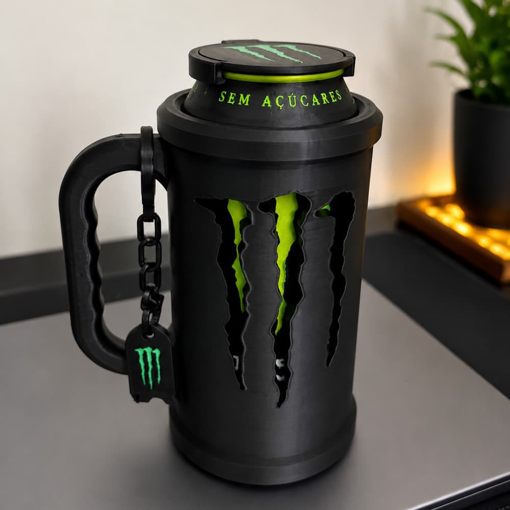 Kit Monster Completo Porta Lata Tampa Abridor Chaveiro 473ml
