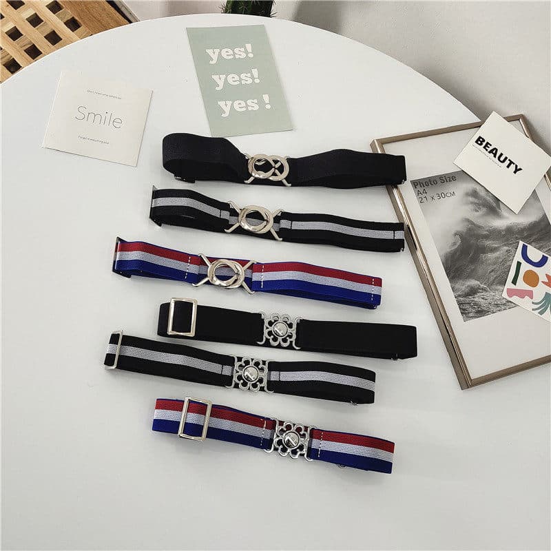 Cinto conveniente feminino decorativo cinto combinando saia fivela preta elástico cinto largo All-Match simples cinto fe