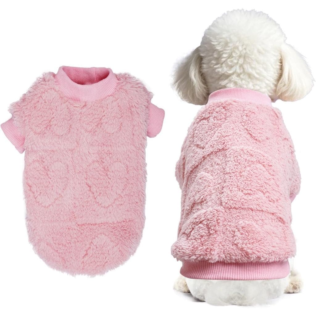 Suéter para Cães com Coração, Suéteres para Filhotes e Gatos Pequenos, Roupas Quentes e Macias de Flanela para Animais d