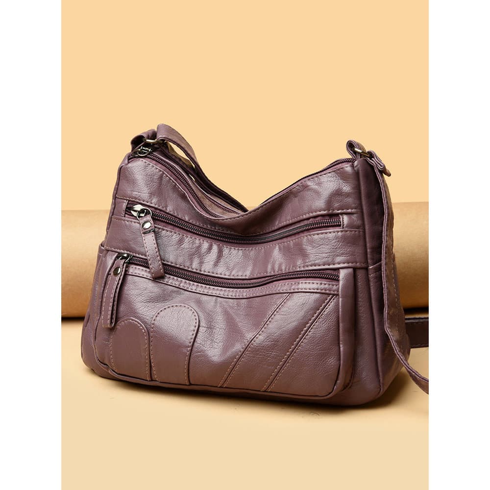 Textura de couro genuíno bolsa feminina 2023 venda quente couro macio Multi-camada All-Match saco do mensageiro de um om