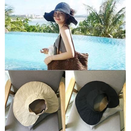 Chapéu de verão coreano feminino Anti-ultravioleta chapéu de aba grande chapéu de sol feminino dobrável oco chapéu de pa