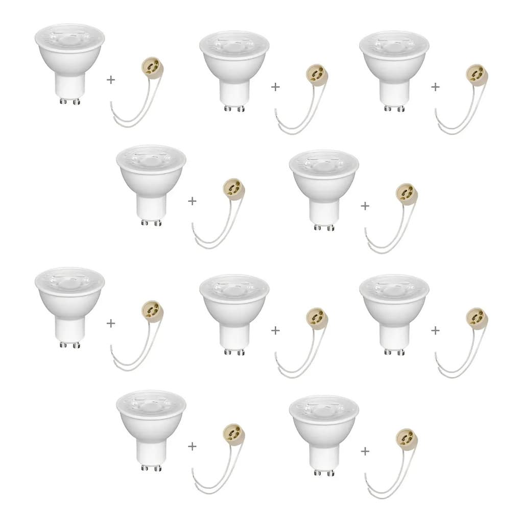 Kit10 Lâmpada Led Mr16 Gu10 Dicroica 4,8w - Com Soquete