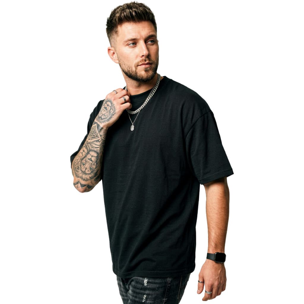 Camiseta Streetwear Oversized Masculina 100% Algodão Premium Gola Alta Básica Lisa