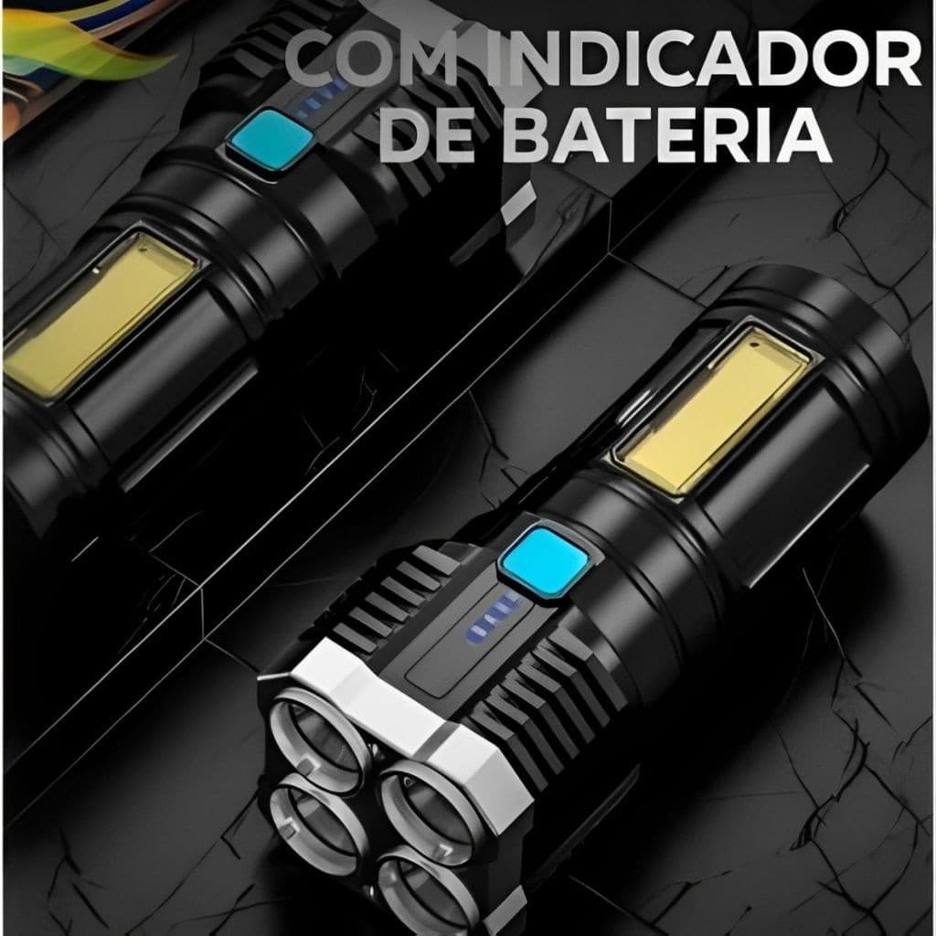 Lanterna Tática LED Potente 1500m Recarregável USB - Ultra Brilhante e Portátil