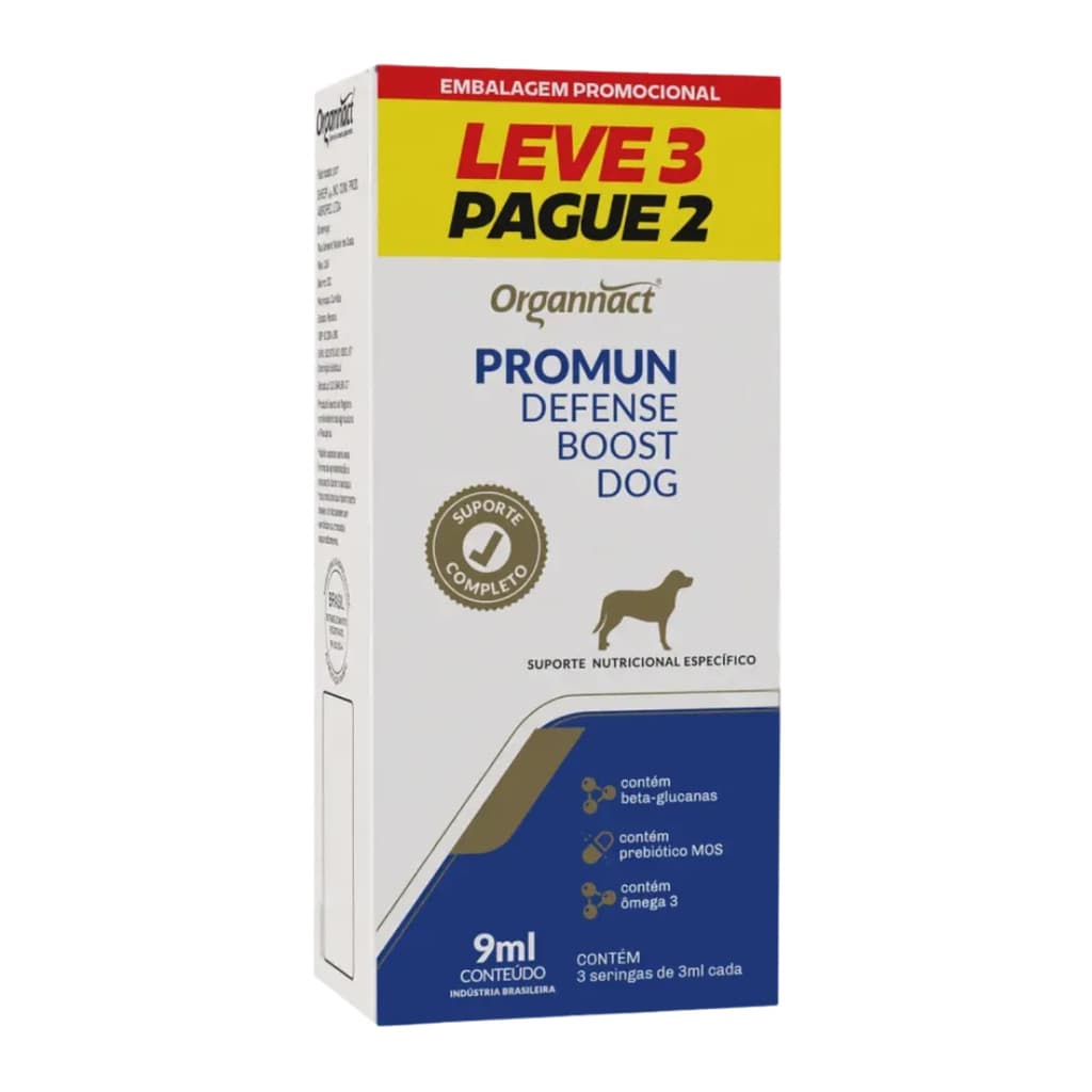 Leve 3 Pague 2 Promun Defense Boost DOG 9 mL - Organnact Suplemento Completo P/ Cães