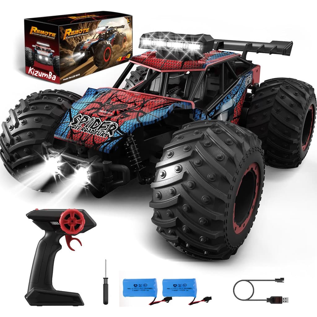 Carrinho Controle Remoto 2.4Ghz Off Road Monster Truck 25km/h 2 Baterias Homem Aranha Spider Kizumba
