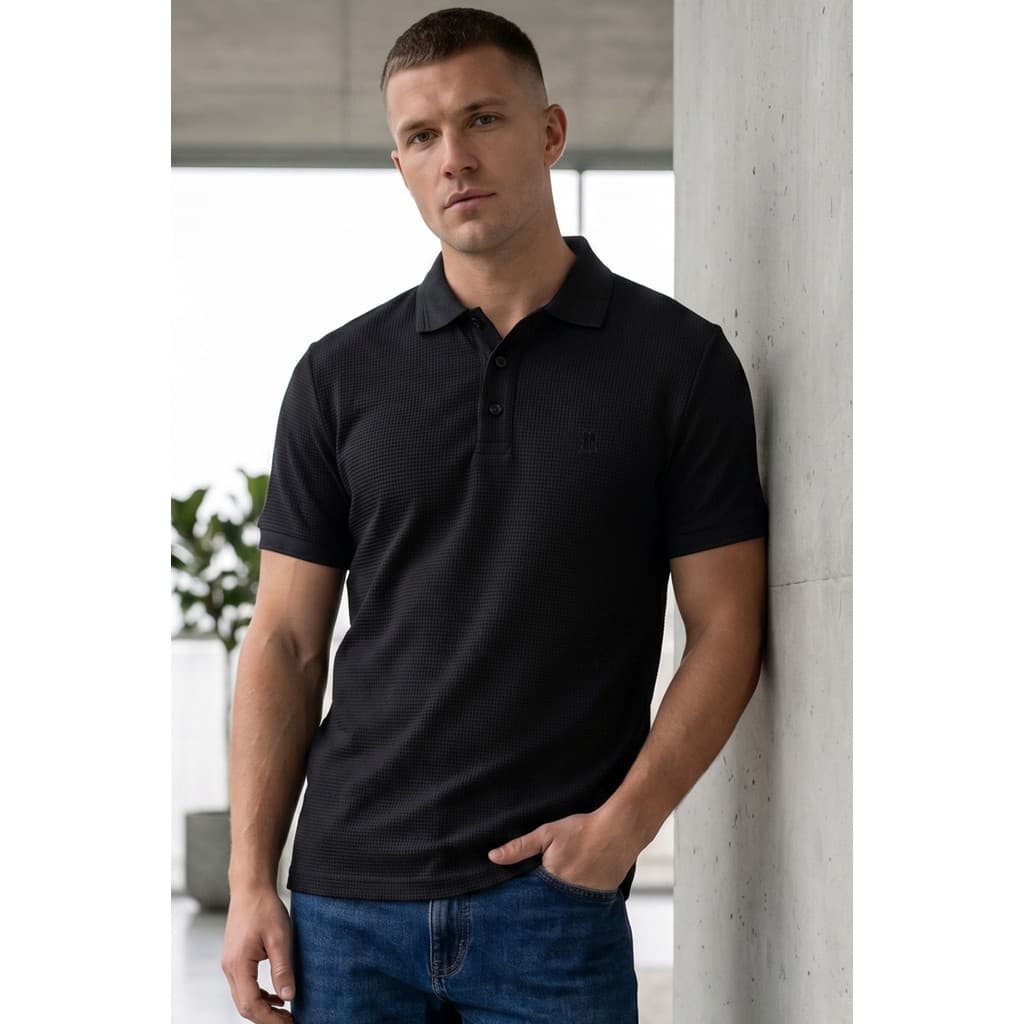 Polo Piquet Texturizada Premium Polo Wear Preto