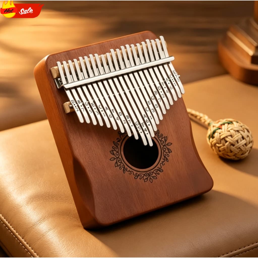Kalimba de 21 teclas, piano de polegar portátil, instrumento de madeira, ideal para iniciantes.