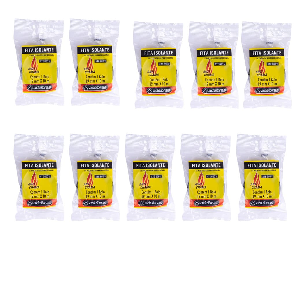 Kit 10 Fitas Isolantes Alta Resistência 19mmx10m Adelbras