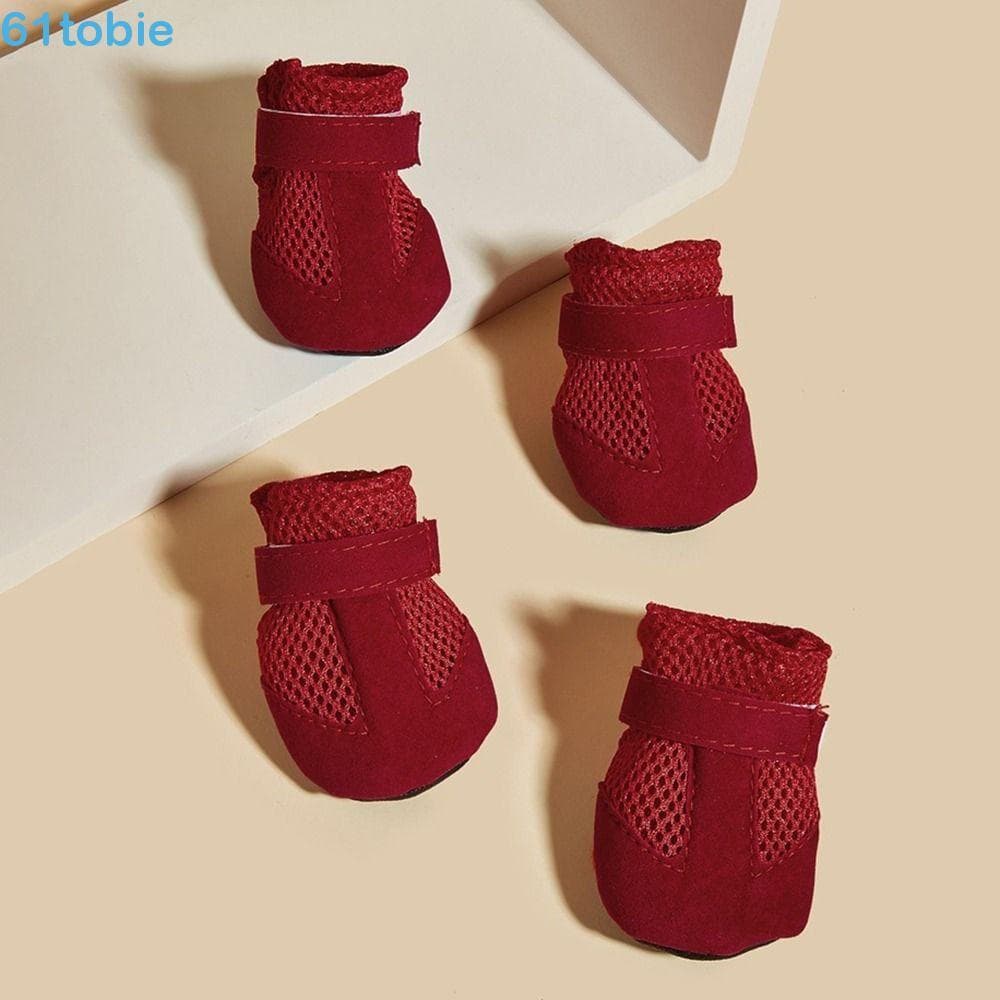 TOBIE 4 Unidades/Conjunto Botas De Chuva Para Animais De Estimação , Sapatos Respiráveis Antiderrapantes Cães Protetores