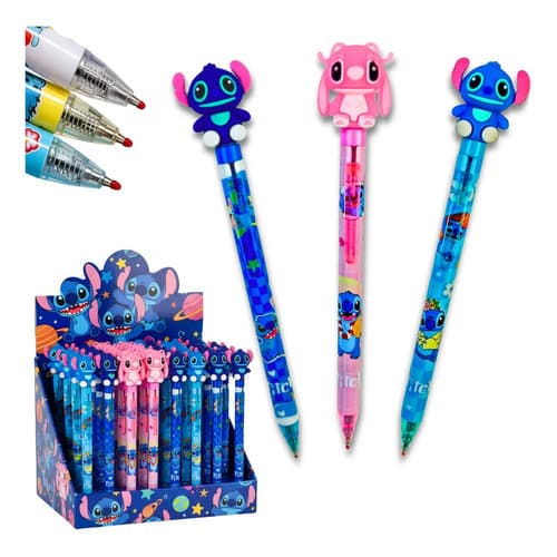 Kit 36 Canetas Lilo Stitch Angel Esferografica Escolar Fofo Infantil Divertida Colorida