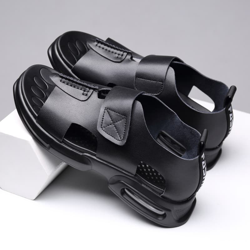 Sapatos romanos de couro genuíno antiderrapante verão britânico Retro sola grossa leve almofada de ar sapatos de praia c