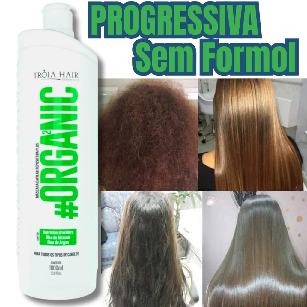 Progressiva Cabelo Orgânica Sem Formol Alisamento Natural Redutor de Volume e Brilho Intenso 1000ml
