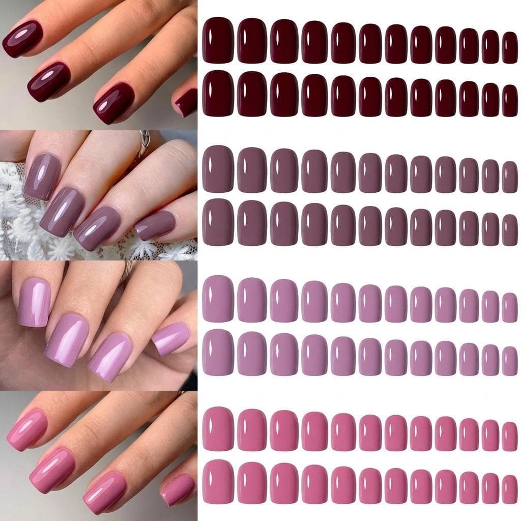 96 Peças De Unhas Postiças , Quadrado Longo E Bailarina , Cor Pura , Nials Falsos , Prensa Francesa Destacável Em