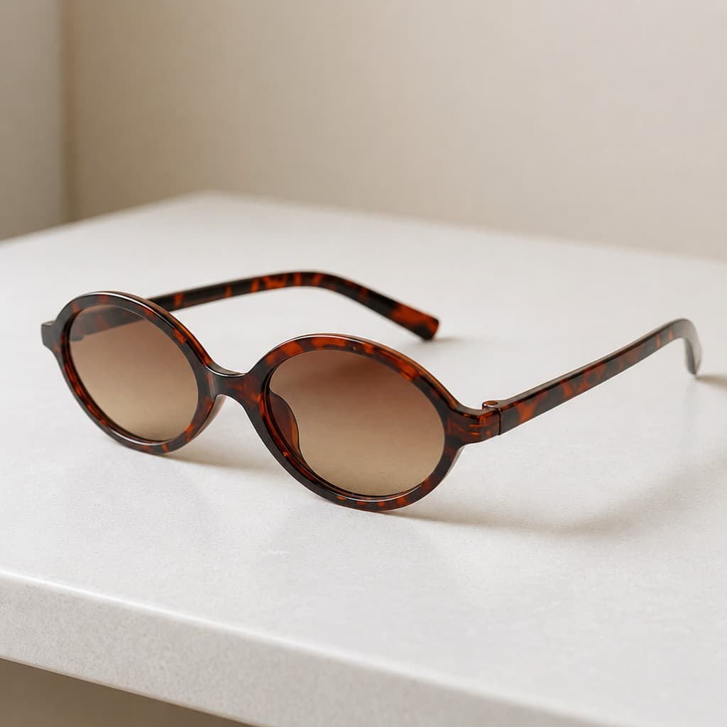Óculos de Sol Feminino Ovais Coreano Retrô Vintage Armação Redonda Moda Blogueira Estiloso
