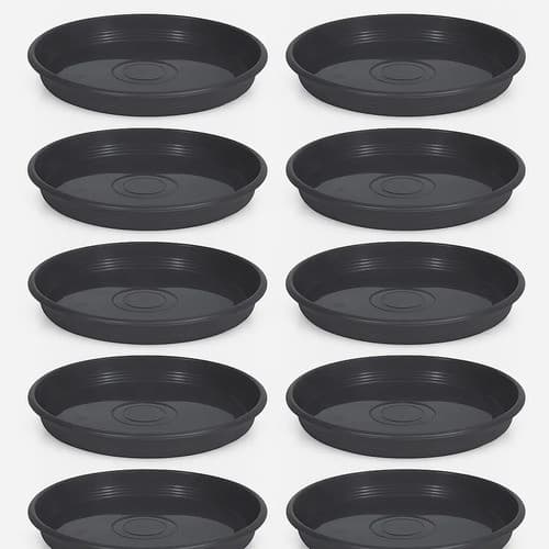 Kit 10 Pratos 20 Cm De Diâmetro Para Vasos E Pote De Plantas Preto Liso