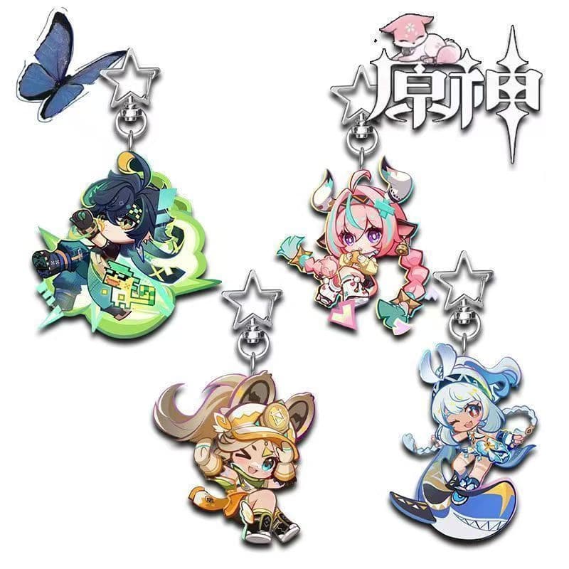 4 Pçs/Set Jogo Kawaii Cosplay Chaveiro Kinich Turnfire Hunt Varesa Kachina Mualani Impressão Dos Desenhos Animados Acríl