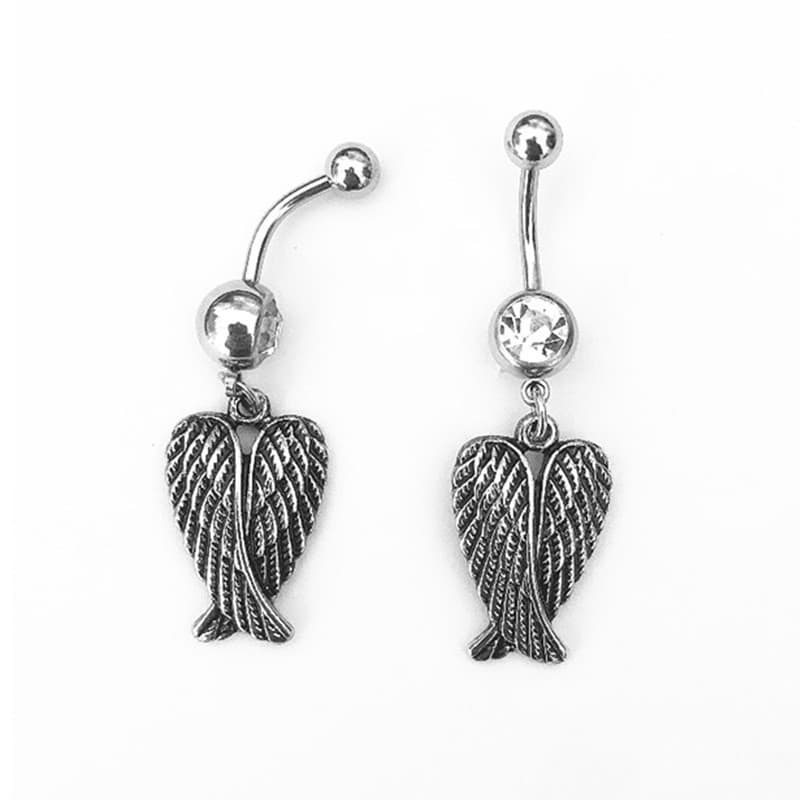 piercing umbigo bijuterias femininas ✯Aço inoxidável curvado haste asas umbigo unhas europeu americano dominador único P