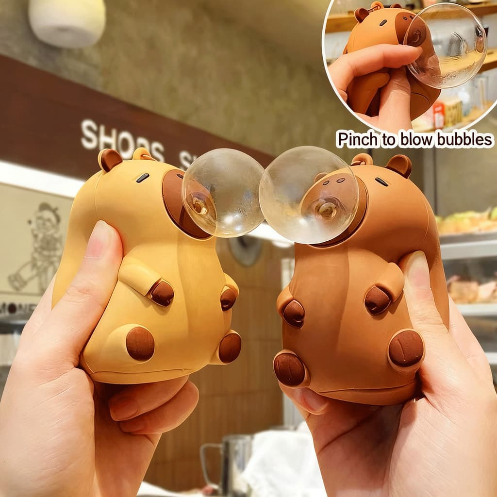 Capivara Boneca Pitada Pingente Brinquedos Espremer Cuspe Bolha Descompressão Brinquedo Crianças Mochila
