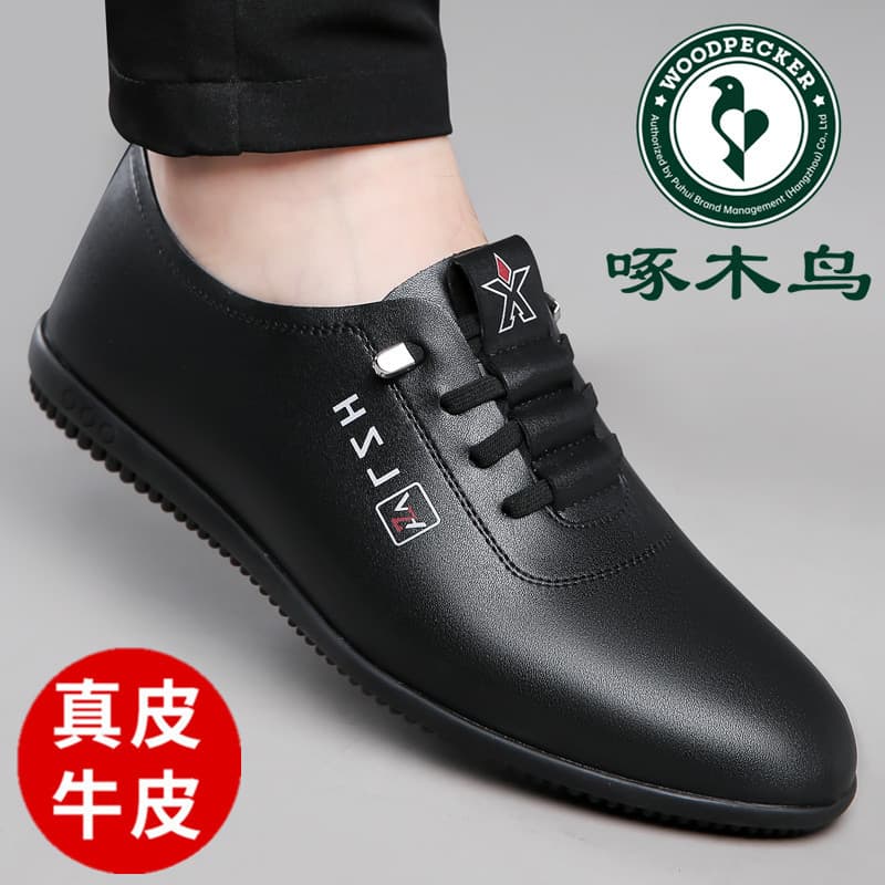 Woodpecker sapatos masculinos outono novo estilo sapatos de couro de sola macia versão coreana sapatos casuais de couro