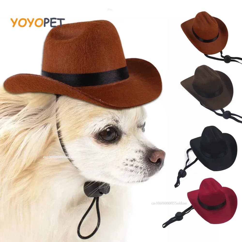 2025 Novo Chapéu De Cowboy Para Cães E Gatos , Chapéus Ao Ar Livre , Bonés Ajustáveis , Moda Pequenos Médios , Acessório