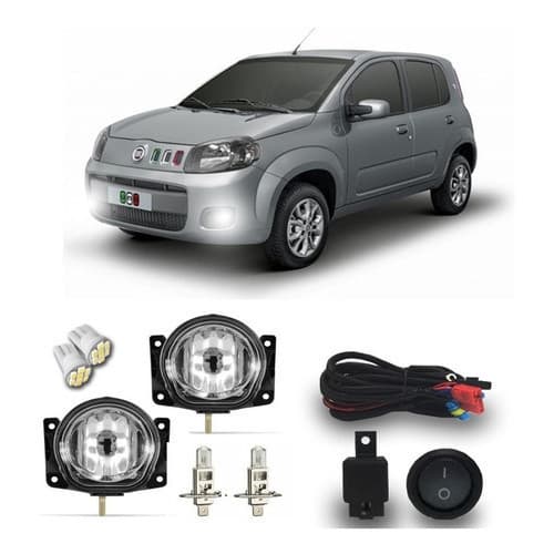 Kit Completo Farol  Milha Neblina Auxiliar Novo Uno Vivace 2010 11 2012 2013 2014 2015